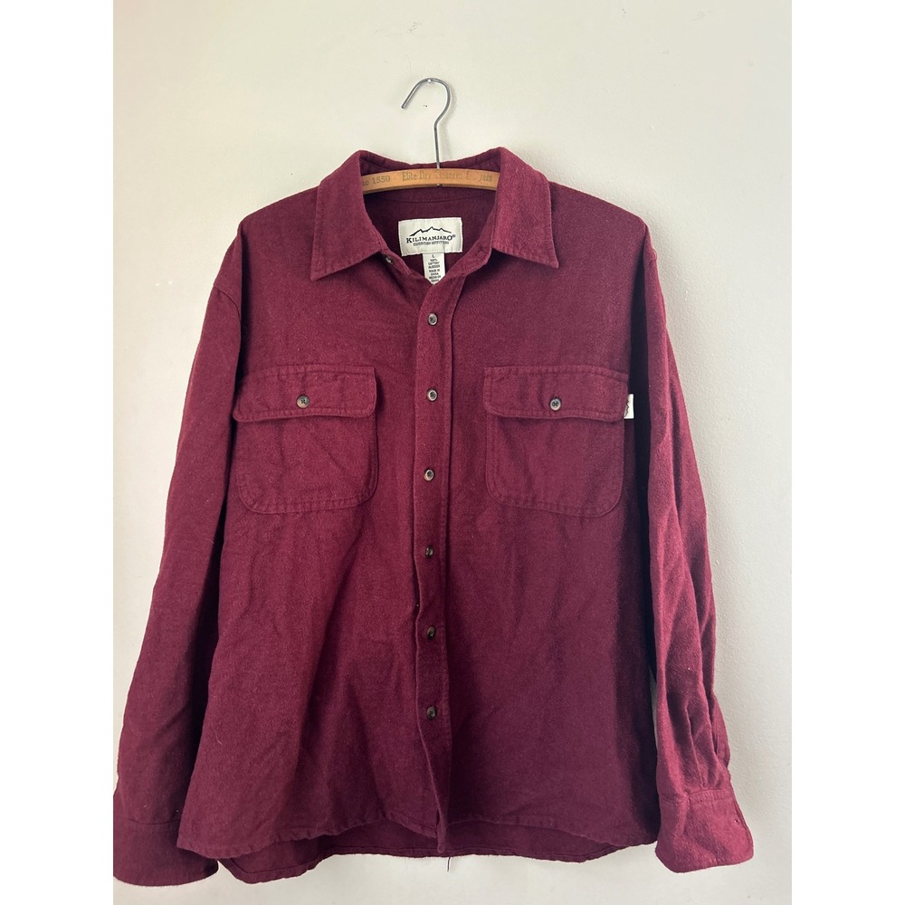 Kilimanjaro‎ Expedition Outfitters Mens Burgundy Cotton Flannel Shirt - L